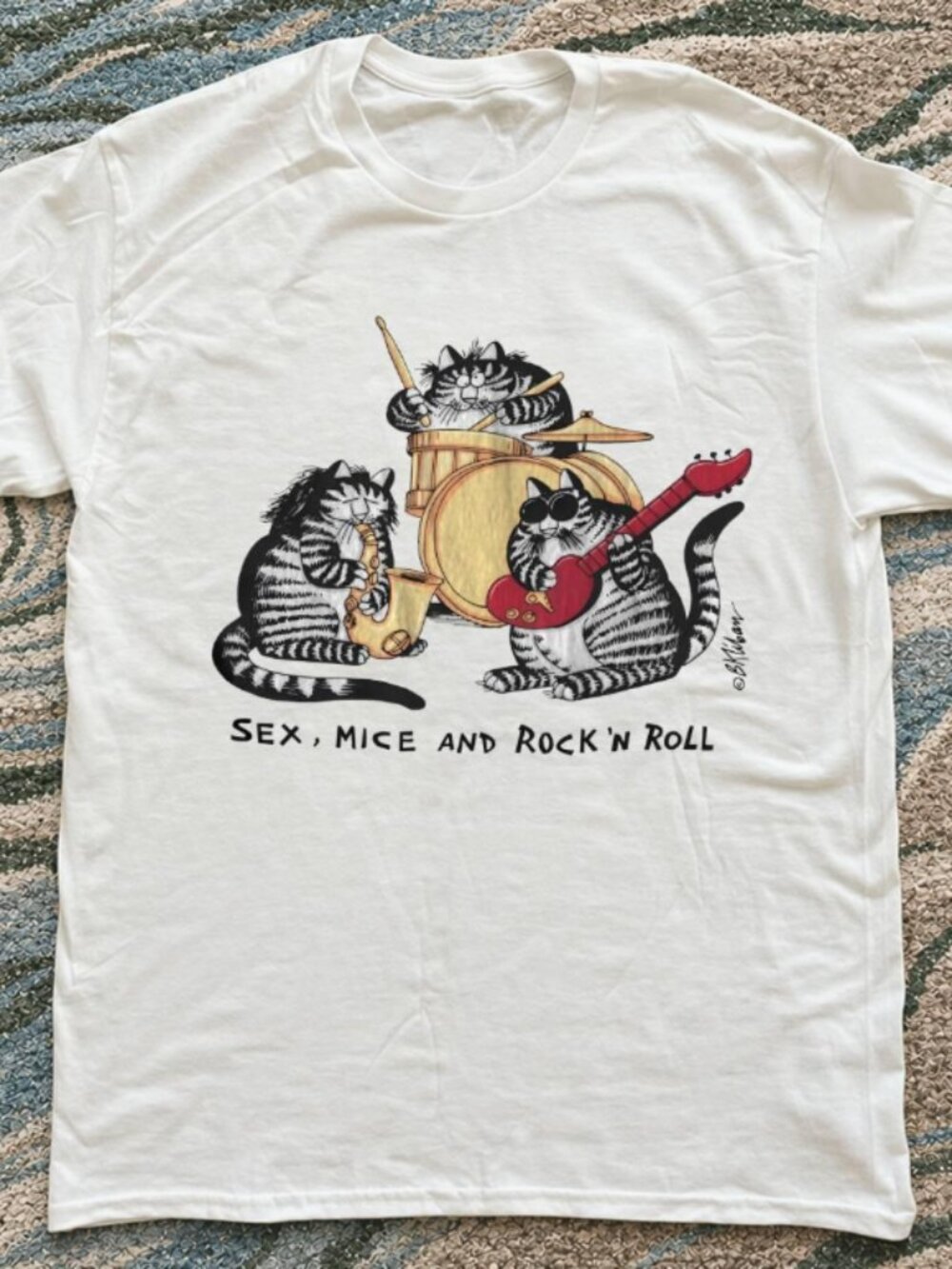 Mice and Rock N Roll Kilban Cat White T-shirt